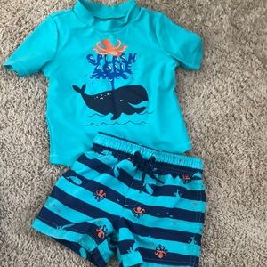 Toddler Boys Swim Trunks and Rash Guard